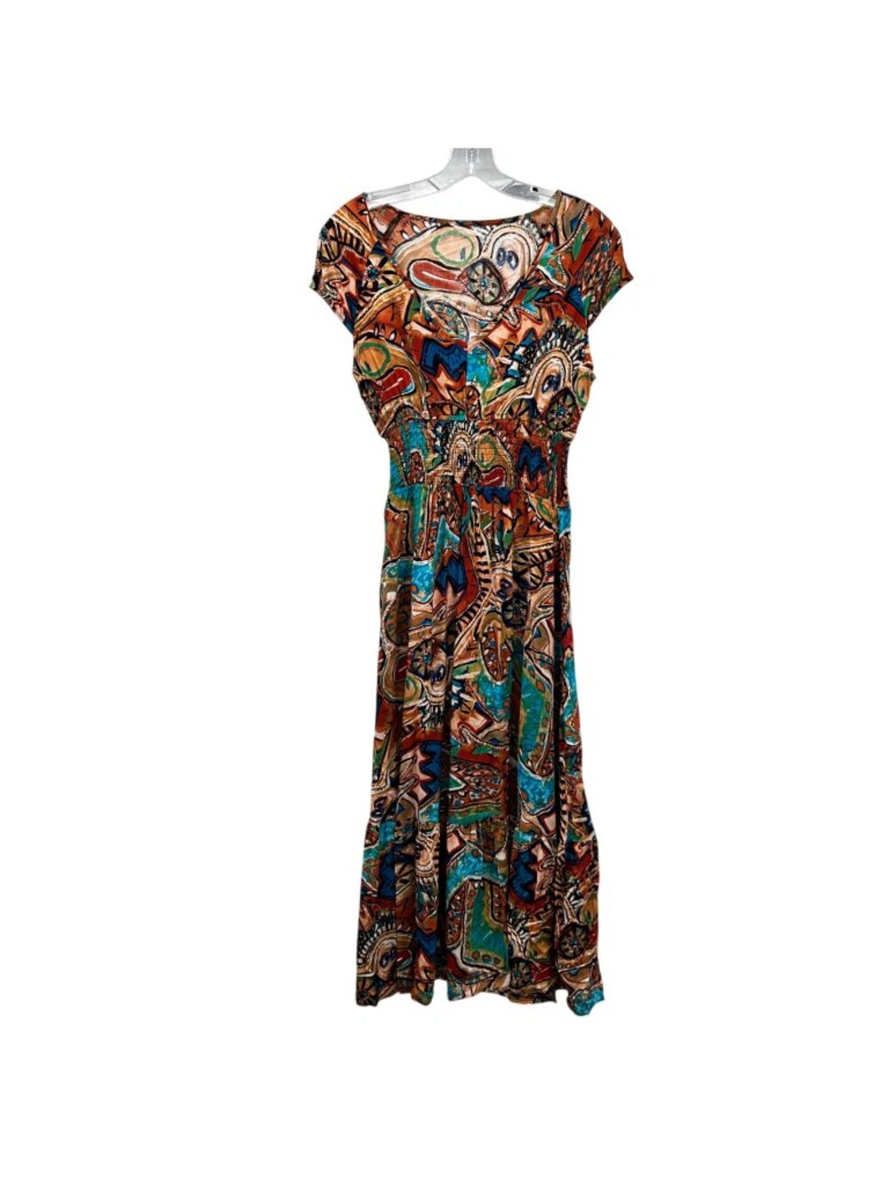 CUPSHE Maxi Dress Smocked Waist Cap Sleeveless Mulicolor Print Size Small New